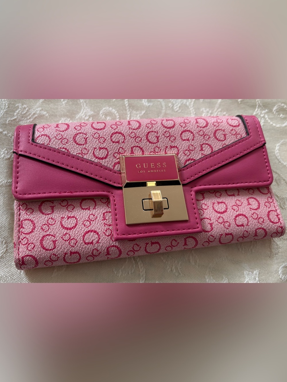 Guess Pink Logo Print Wallet